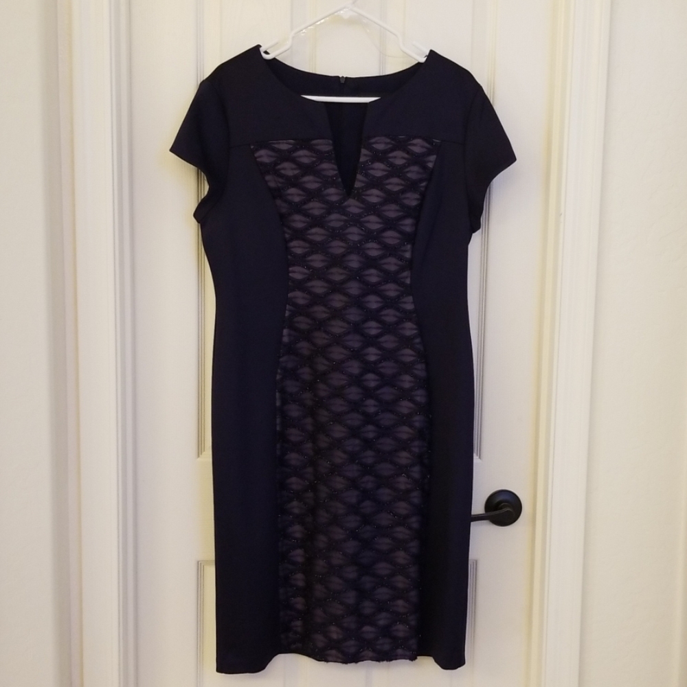 Navy Connect Apparel Sheath Embellished Dress